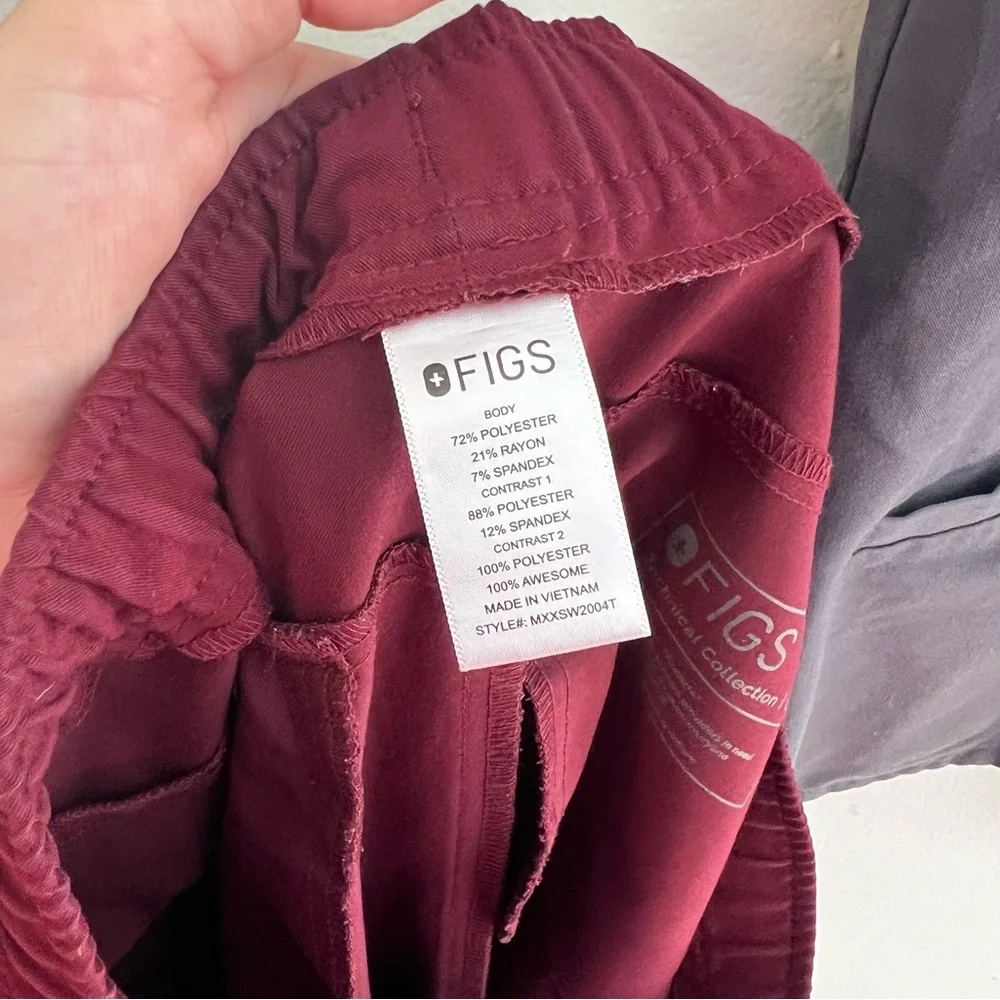 FIGS- Tansen Jogger Scrub Pants Burgundy Medical Doctor Nurse Tall
